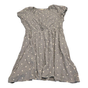 Madewell XL Short Sleeve Plaid and Dotted V-Neck Mini Dress